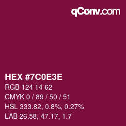 Color code: HEX #7C0E3E | qconv.com