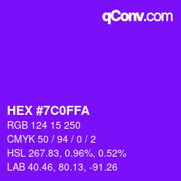Color code: HEX #7C0FFA | qconv.com