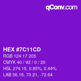Código de color: HEX #7C11CD | qconv.com