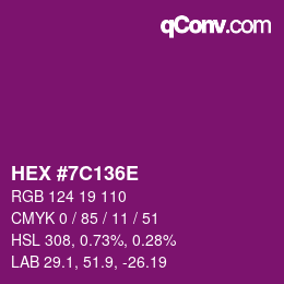 Color code: HEX #7C136E | qconv.com