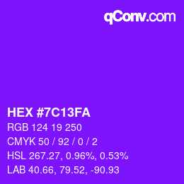 カラーコード: HEX #7C13FA | qconv.com