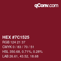 Código de color: HEX #7C1525 | qconv.com