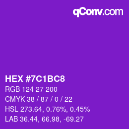 Color code: HEX #7C1BC8 | qconv.com