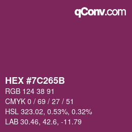 Color code: HEX #7C265B | qconv.com