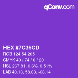 カラーコード: HEX #7C36CD | qconv.com