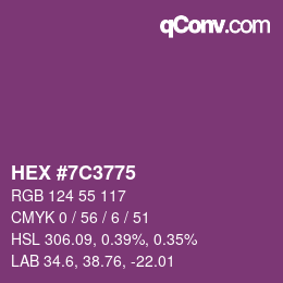 颜色代码: HEX #7C3775 | qconv.com