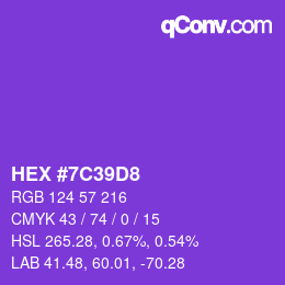 カラーコード: HEX #7C39D8 | qconv.com