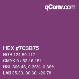 Color code: HEX #7C3B75 | qconv.com