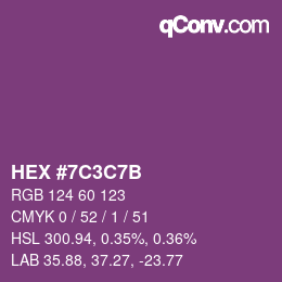 Color code: HEX #7C3C7B | qconv.com