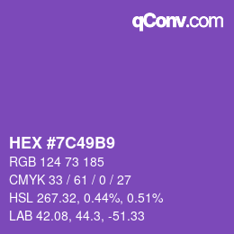 颜色代码: HEX #7C49B9 | qconv.com