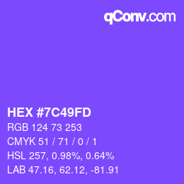 Color code: HEX #7C49FD | qconv.com