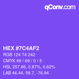 Color code: HEX #7C4AF2 | qconv.com