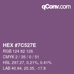 Color code: HEX #7C527E | qconv.com