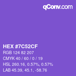 Color code: HEX #7C52CF | qconv.com