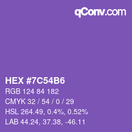 Farbcode: HEX #7C54B6 | qconv.com