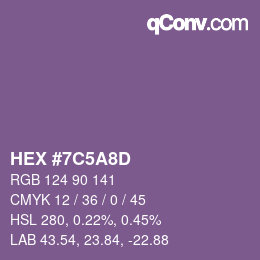 Color code: HEX #7C5A8D | qconv.com