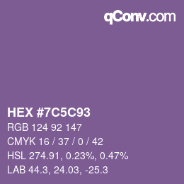 Color code: HEX #7C5C93 | qconv.com