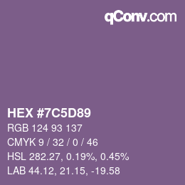 Código de color: HEX #7C5D89 | qconv.com