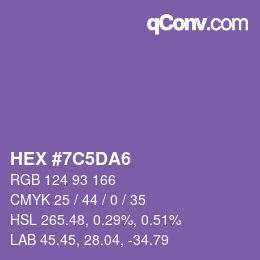 Color code: HEX #7C5DA6 | qconv.com