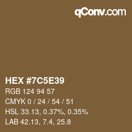 Color code: HEX #7C5E39 | qconv.com