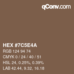 Color code: HEX #7C5E4A | qconv.com