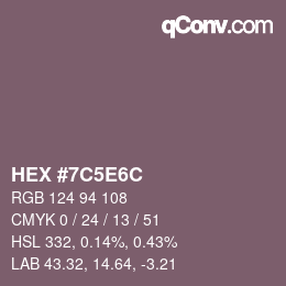 Color code: HEX #7C5E6C | qconv.com