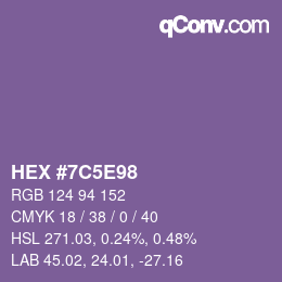 Color code: HEX #7C5E98 | qconv.com