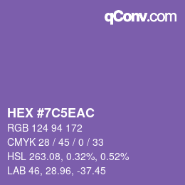 Color code: HEX #7C5EAC | qconv.com