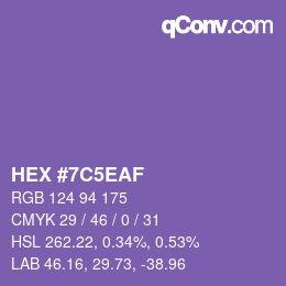 Color code: HEX #7C5EAF | qconv.com