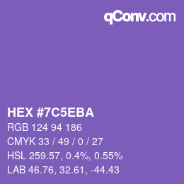 Color code: HEX #7C5EBA | qconv.com