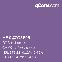 Código de color: HEX #7C5F95 | qconv.com