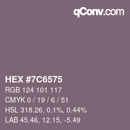 Color code: HEX #7C6575 | qconv.com