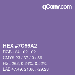 Color code: HEX #7C66A2 | qconv.com