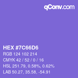 Código de color: HEX #7C66D6 | qconv.com