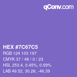颜色代码: HEX #7C67C5 | qconv.com