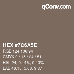 Color code: HEX #7C6A5E | qconv.com