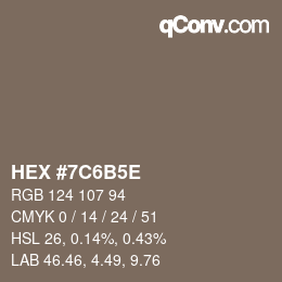 Color code: HEX #7C6B5E | qconv.com