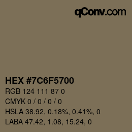Color code: HEX #7C6F5700 | qconv.com