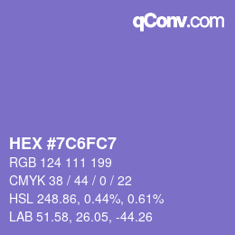カラーコード: HEX #7C6FC7 | qconv.com
