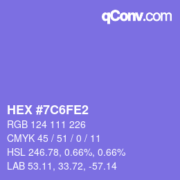 Color code: HEX #7C6FE2 | qconv.com