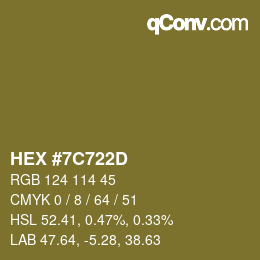 Color code: HEX #7C722D | qconv.com