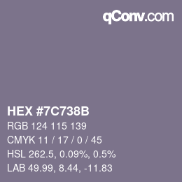カラーコード: HEX #7C738B | qconv.com