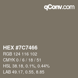 Color code: HEX #7C7466 | qconv.com