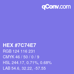 Color code: HEX #7C74E7 | qconv.com