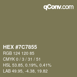 Color code: HEX #7C7855 | qconv.com