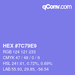 カラーコード: HEX #7C79E9 | qconv.com