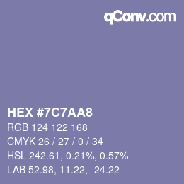 颜色代码: HEX #7C7AA8 | qconv.com