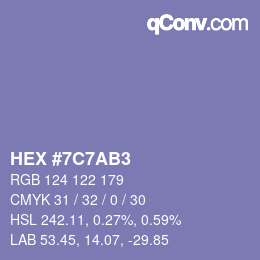 Código de color: HEX #7C7AB3 | qconv.com