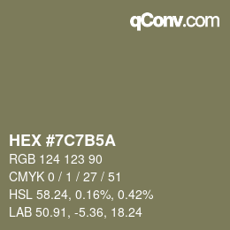 Color code: HEX #7C7B5A | qconv.com