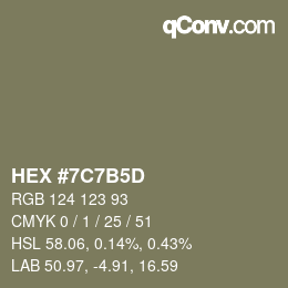 颜色代码: HEX #7C7B5D | qconv.com